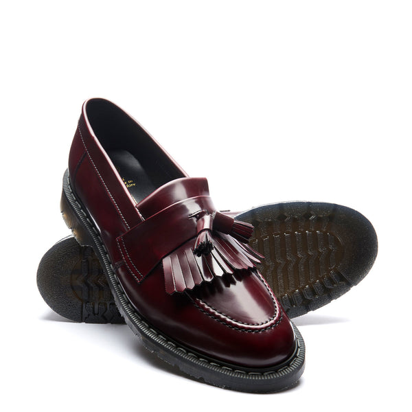 Solovair Cherry Red Rub-Off Vegan Tassel Loafer