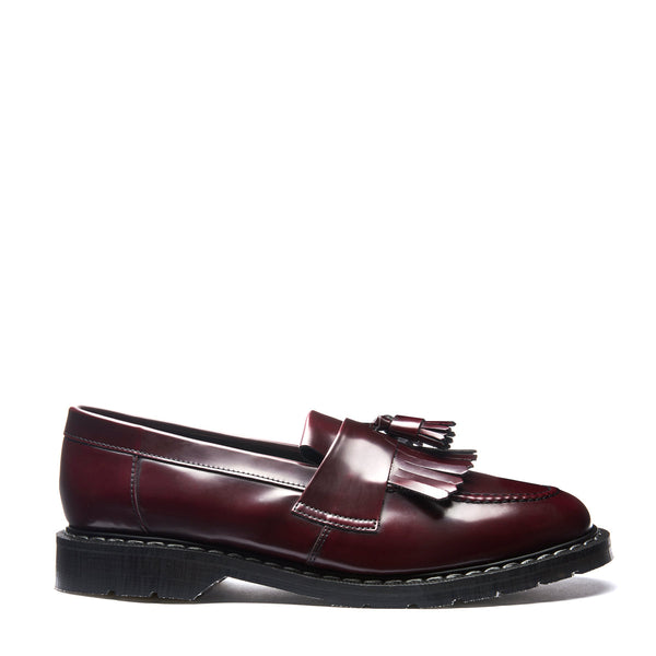 solovair Cherry Red Rub-Off Vegan Tassel Loafer