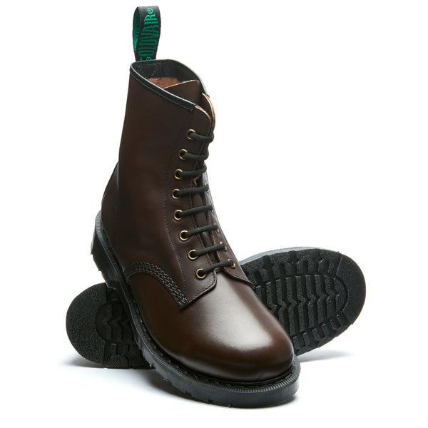 Solovair Dark Brown Calf 8 Eye Derby Boot
