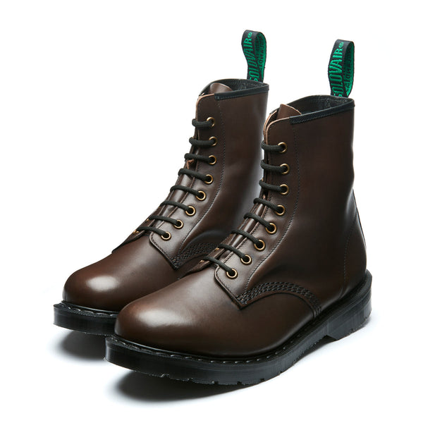 Solovair Dark Brown Calf 8 Eye Derby Boot