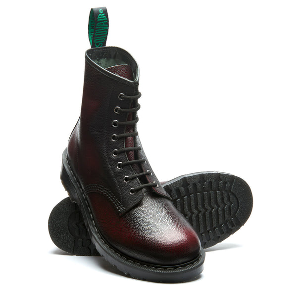 Solovair Dark Burgundy Grain 8 Eye Derby Boot