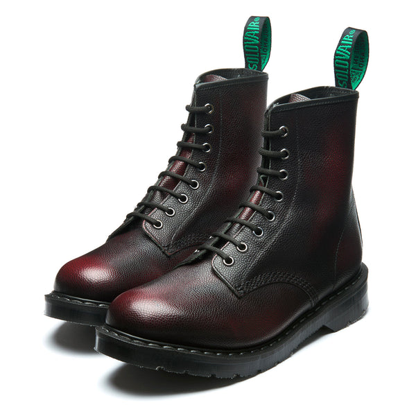 Solovair Dark Burgundy Grain 8 Eye Derby Boot