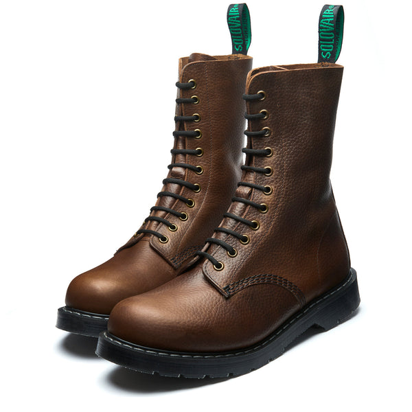 Solovair Gaucho Brown Grain 11 Eye Derby Boot