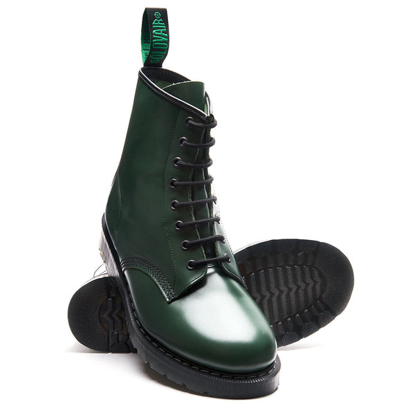 Solovair Green Hi-Shine 8 Eye Derby Boot