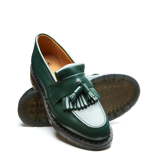 Solovair Green Hi-Shine Tassel Loafer
