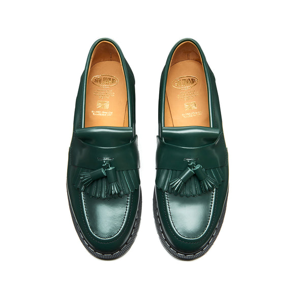 Solovair Green Hi-Shine Tassel Loafer