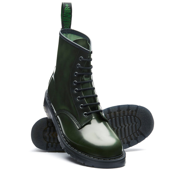 Solovair Green Rub-Off 8 Eye Derby Boot