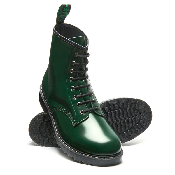 Solovair Green Vegan Hi-Shine 8 Eye Derby Boot