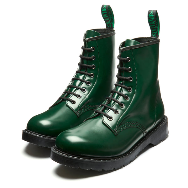 Solovair Green Vegan Hi-Shine 8 Eye Derby Boot