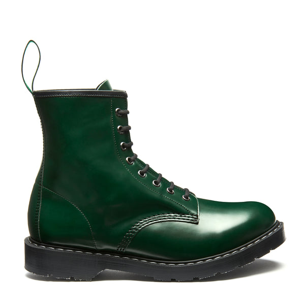 solovair Green Vegan Hi-Shine 8 Eye Derby Boot