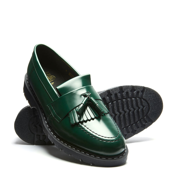 Solovair Green Vegan Hi-Shine Tassel Loafer
