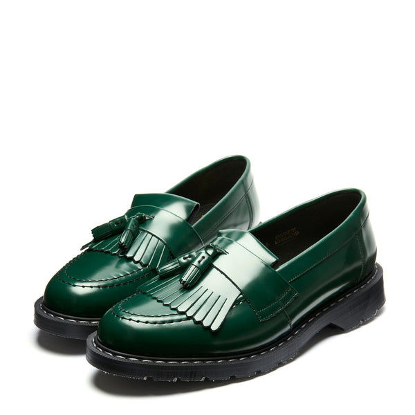 Solovair Green Vegan Hi-Shine Tassel Loafer