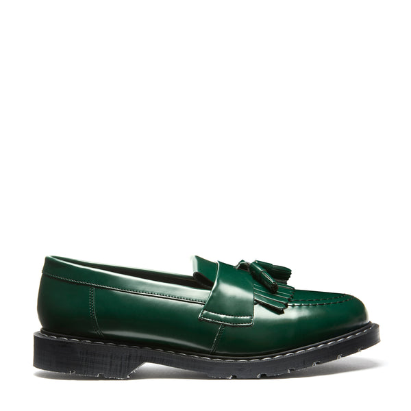 solovair Green Vegan Hi-Shine Tassel Loafer