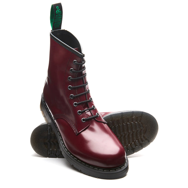Solovair Merlot Vegan Hi-Shine 8 Eye Derby Boot