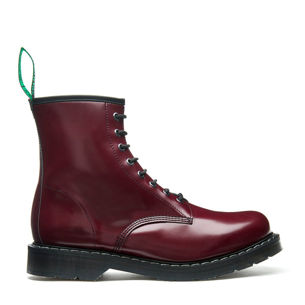 solovair Merlot Vegan Hi-Shine 8 Eye Derby Boot