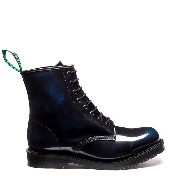 solovair Navy Rub-Off 8 Eye Derby Boot