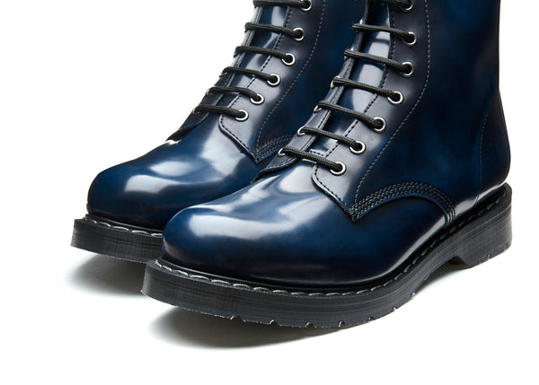Solovair Navy Rub-Off Vegan 8 Eye Derby Boot