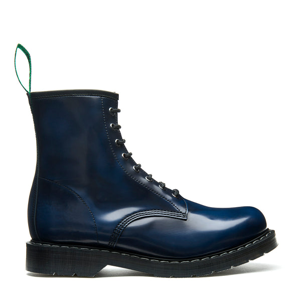 solovair Navy Rub-Off Vegan 8 Eye Derby Boot