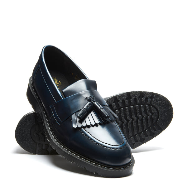 Solovair Navy Rub-Off Vegan Tassel Loafer