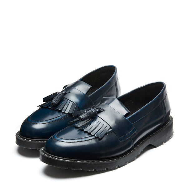 Solovair Navy Rub-Off Vegan Tassel Loafer