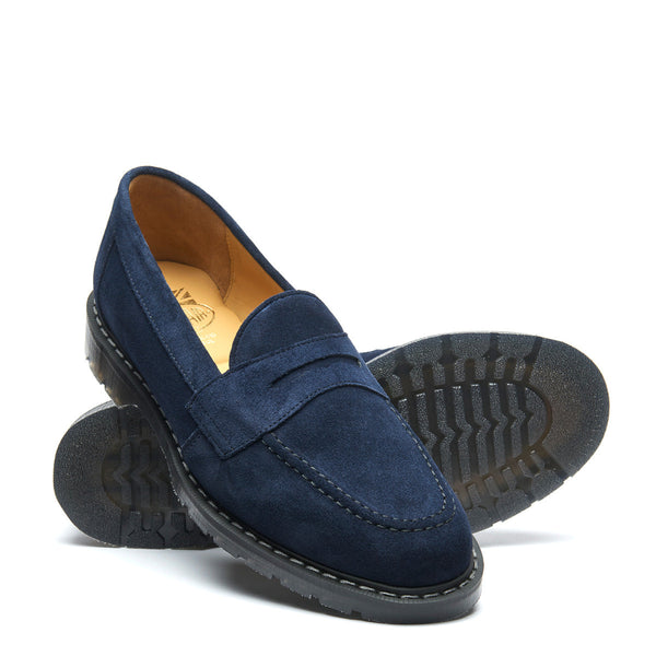Solovair Navy Suede Penny Loafer