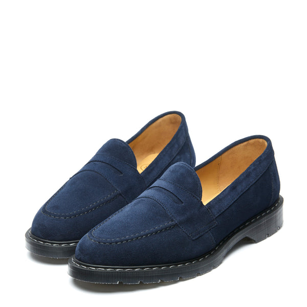 Solovair Navy Suede Penny Loafer