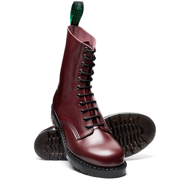 Solovair Oxblood Hi-Shine 11 Eye Derby Boot