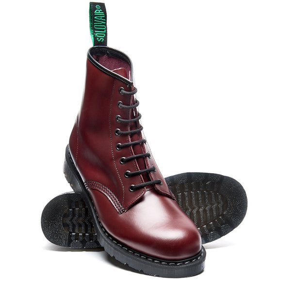 Solovair Oxblood Hi-Shine 8 Eye Derby Boot
