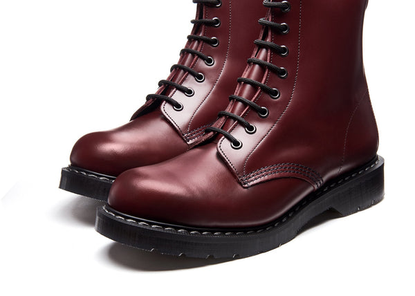 Solovair Oxblood Hi-Shine 8 Eye Derby Boot