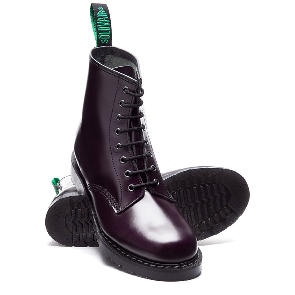 Solovair Purple Hi-Shine 8 Eye Derby Boot