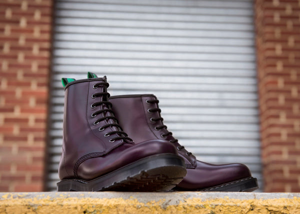 Solovair Purple Hi-Shine 8 Eye Derby Boot