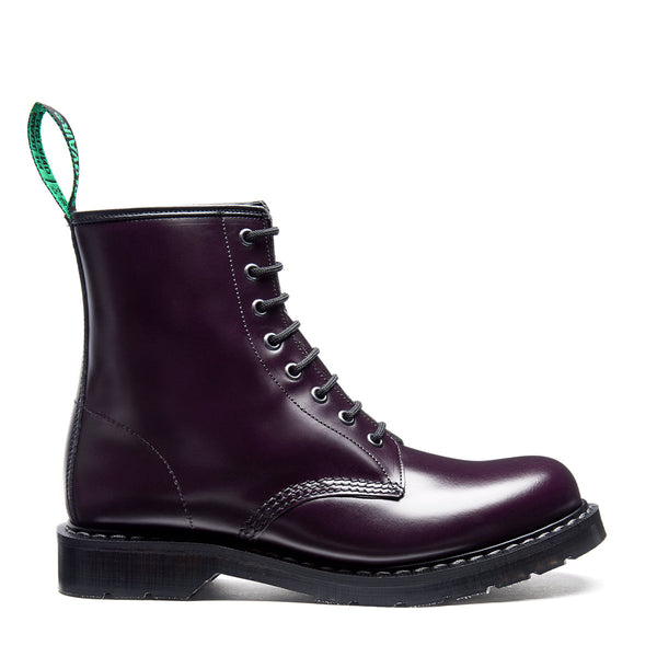 solovair Purple Hi-Shine 8 Eye Derby Boot