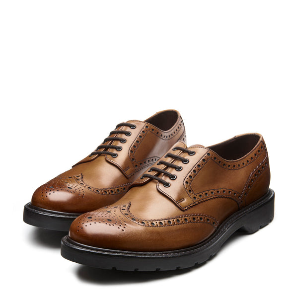 Solovair Tan Calf 5 Eye Gibson Brogue Shoe