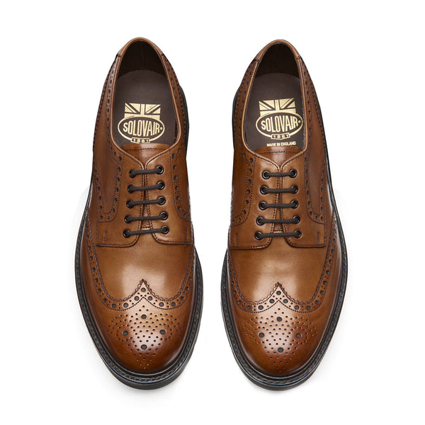 Solovair Tan Calf 5 Eye Gibson Brogue Shoe