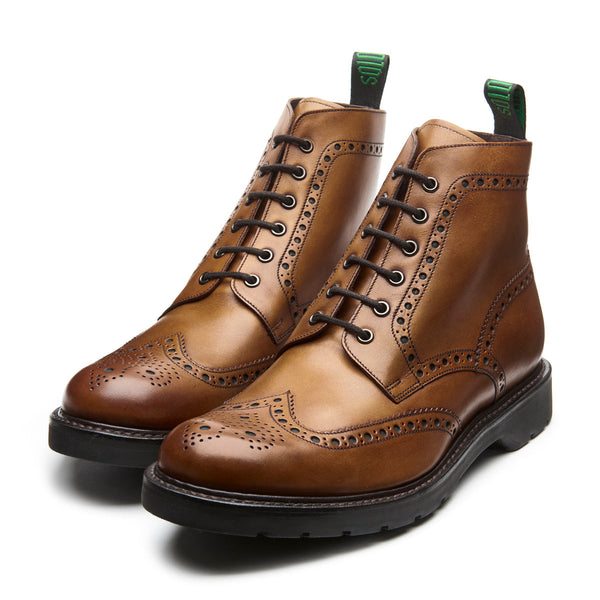 Solovair Tan Calf 6 Eye Derby Brogue Boot