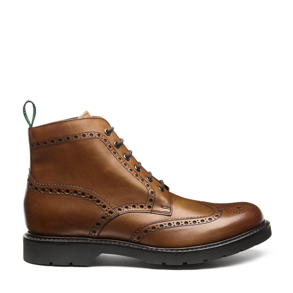 solovair Tan Calf 6 Eye Derby Brogue Boot