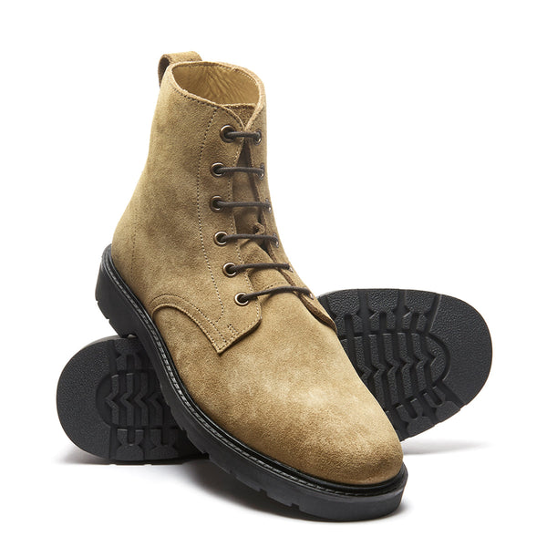 Solovair Tan Suede 6 Eye Derby Boot