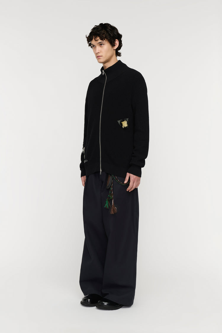 Song For The Mute "Flower" Zip Up Funnel Cardigan / Song For The Mute