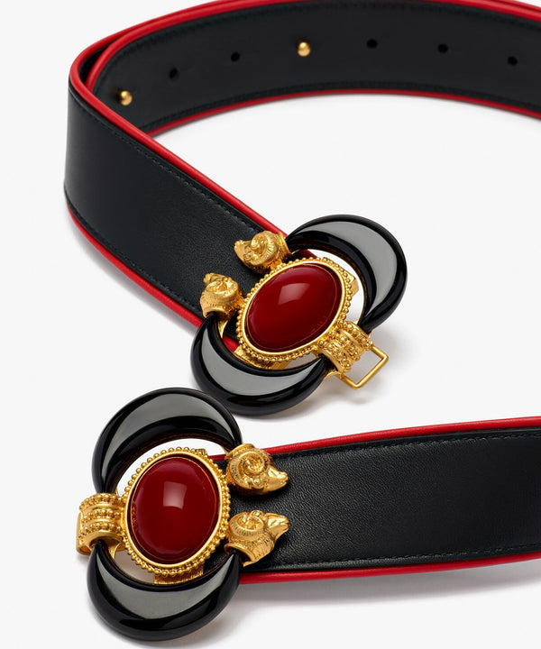 Sonia Petroff Aries Leather Belt Black