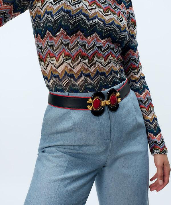 Sonia Petroff Aries Leather Belt Black