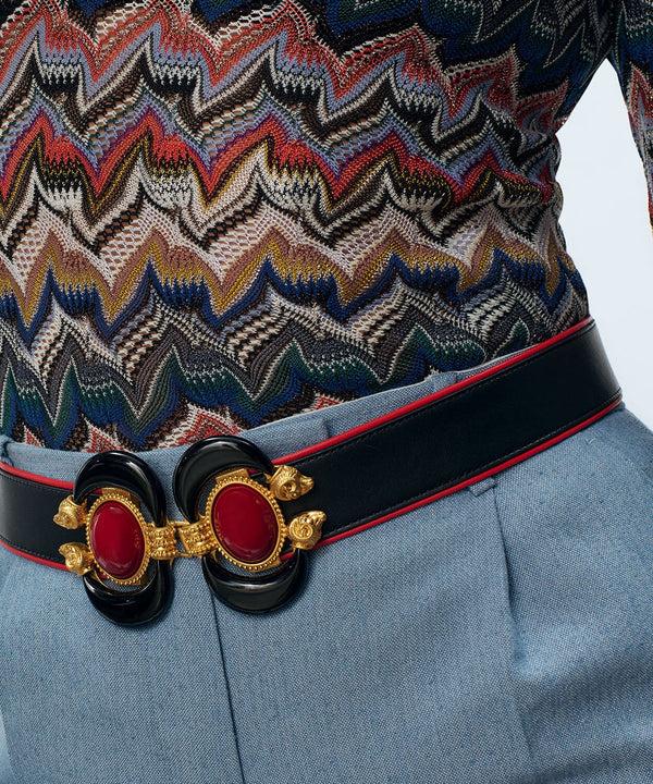Sonia Petroff Aries Leather Belt Black