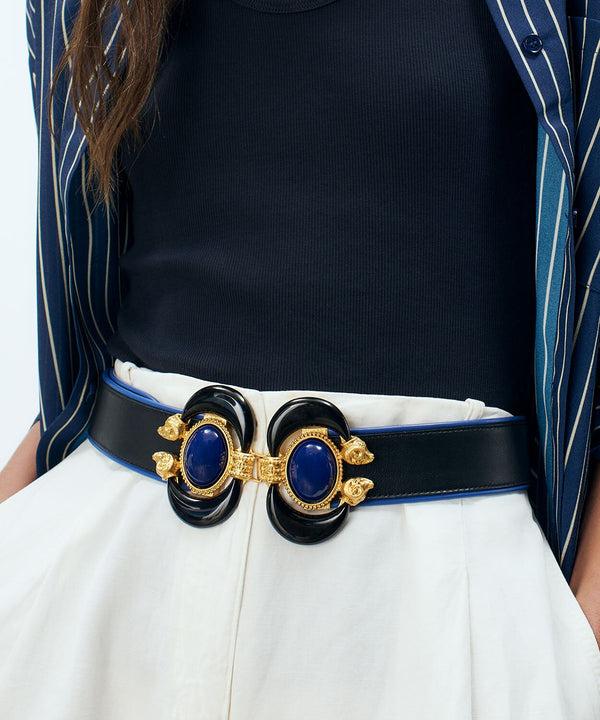 Sonia Petroff Aries Leather Belt Black