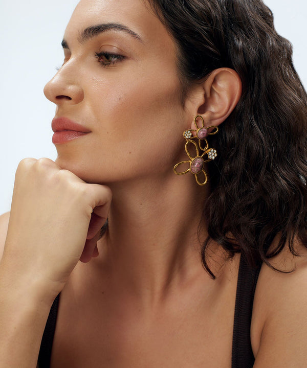 Sonia Petroff Big Blossom Earings Pink