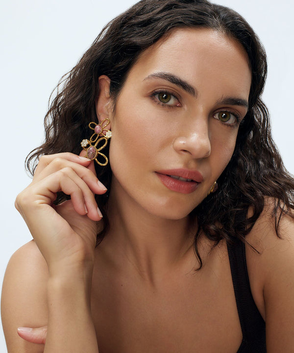 Sonia Petroff Big Blossom Earings Pink