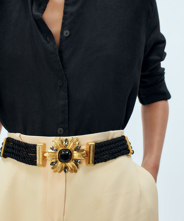 Sonia Petroff Black Lily Belt