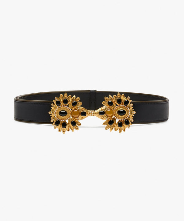 sonia petroff Desert Rose Leather Belt Black