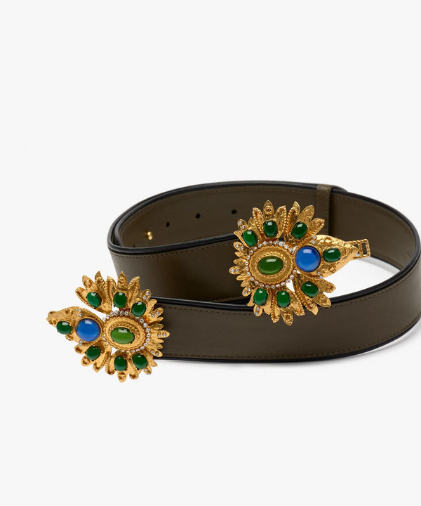 Sonia Petroff Desert Rose Leather Belt Green