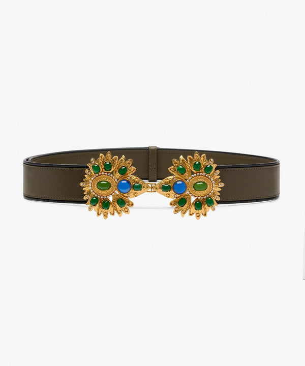 sonia petroff Desert Rose Leather Belt Green