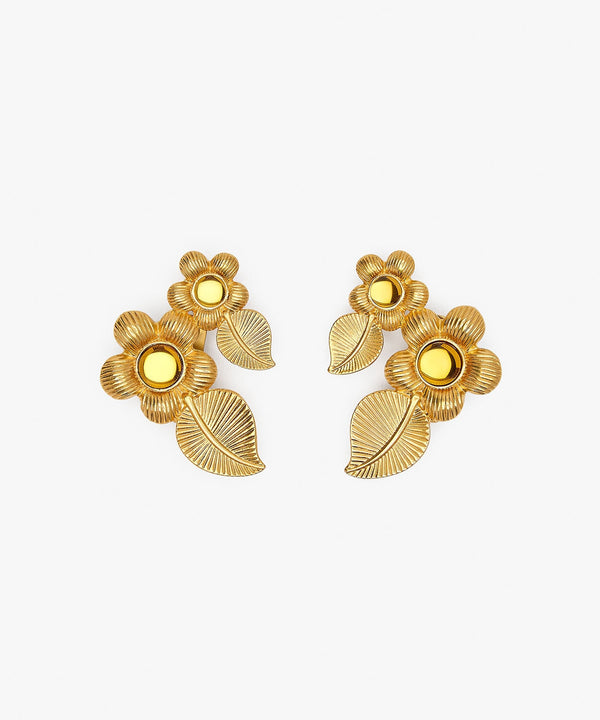 sonia petroff Double Retro Flower Earrings Amber