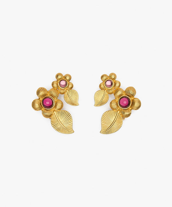 sonia petroff Double Retro Flower Earrings Purple